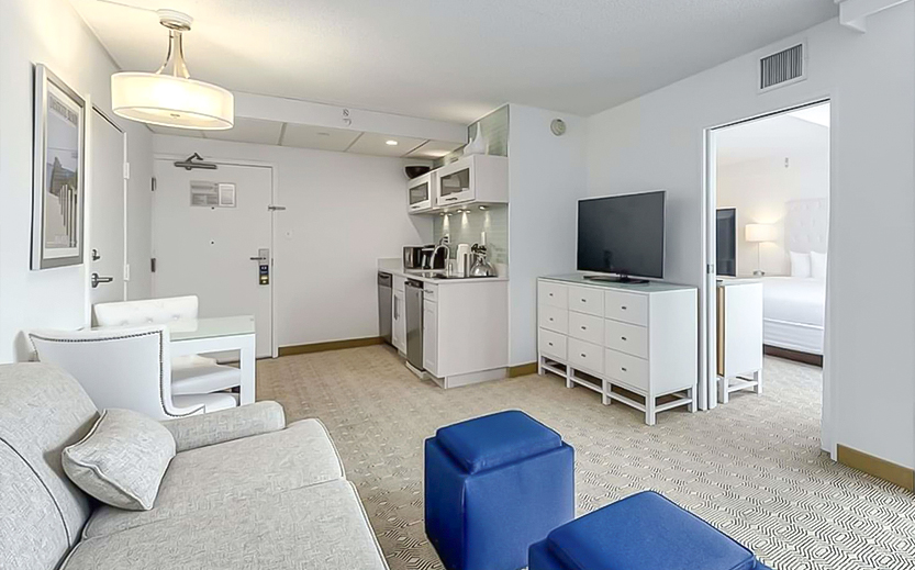 a room with a television and a couch