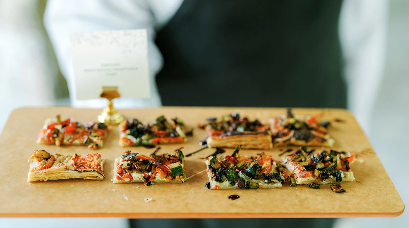 a tray of food on a table