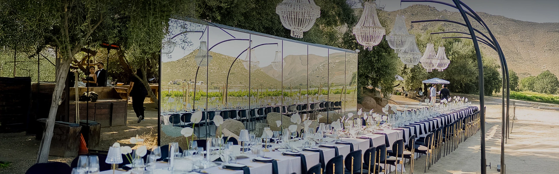 a long table set for a party