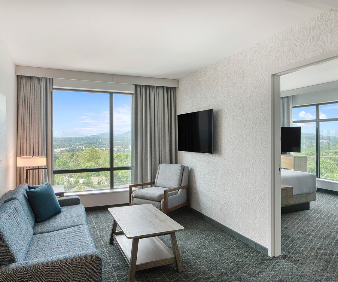 a room with a couch and a television