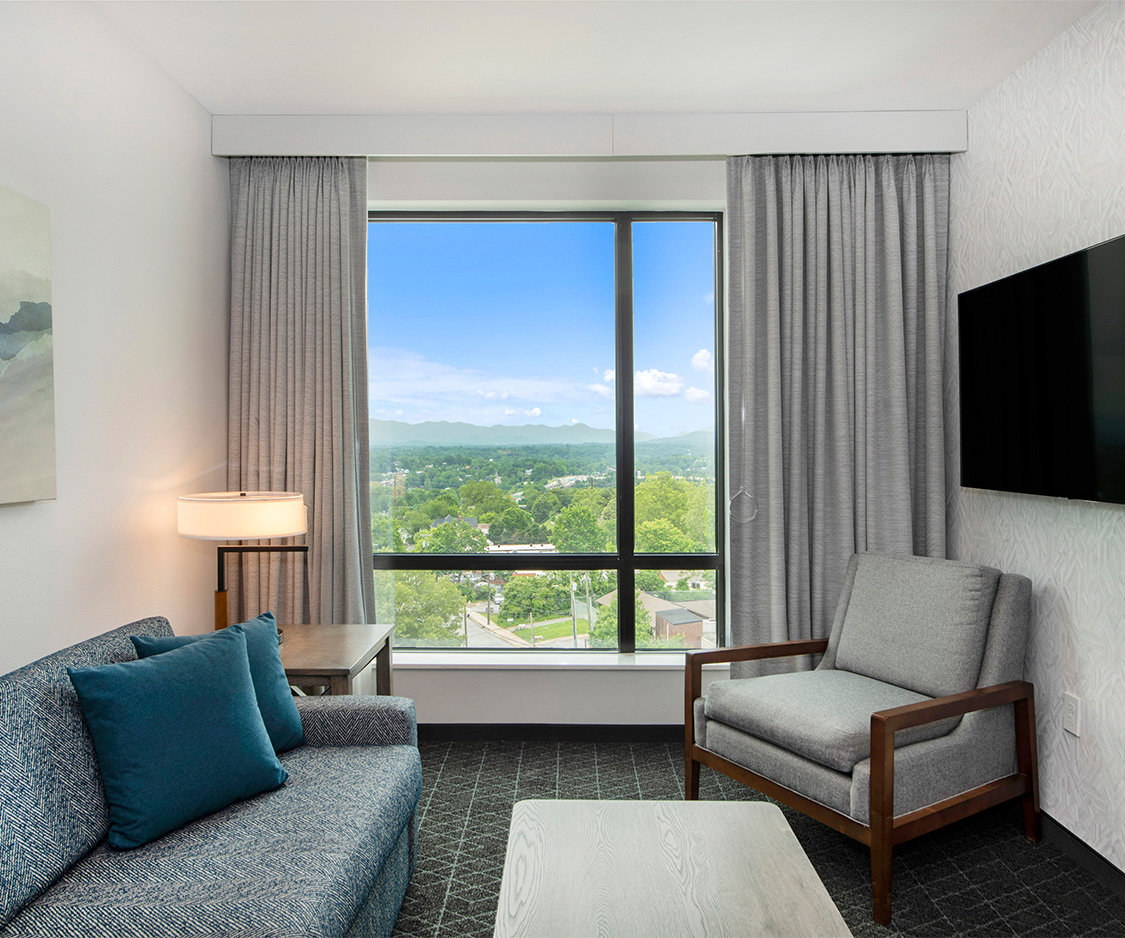 a room with a couch and a tv