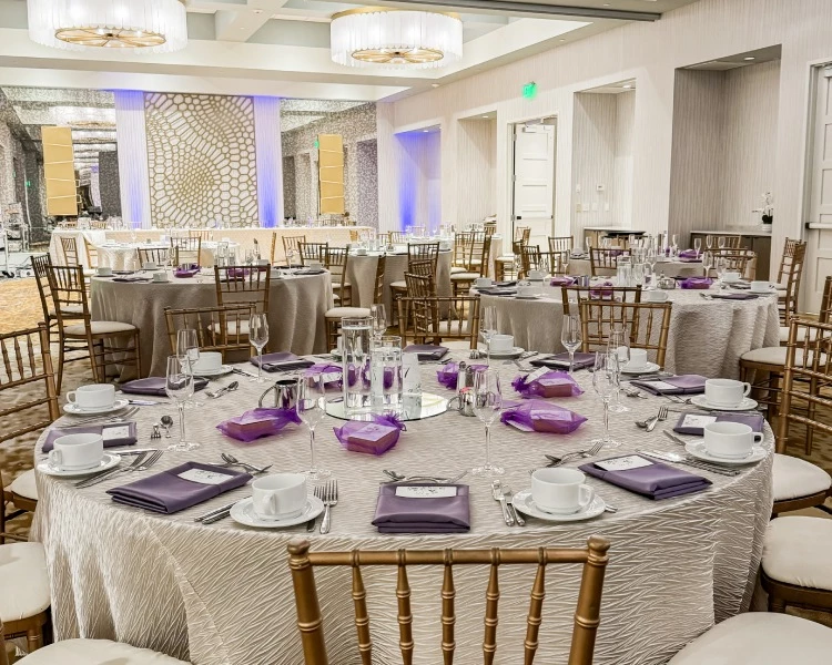 a room with tables and chairs