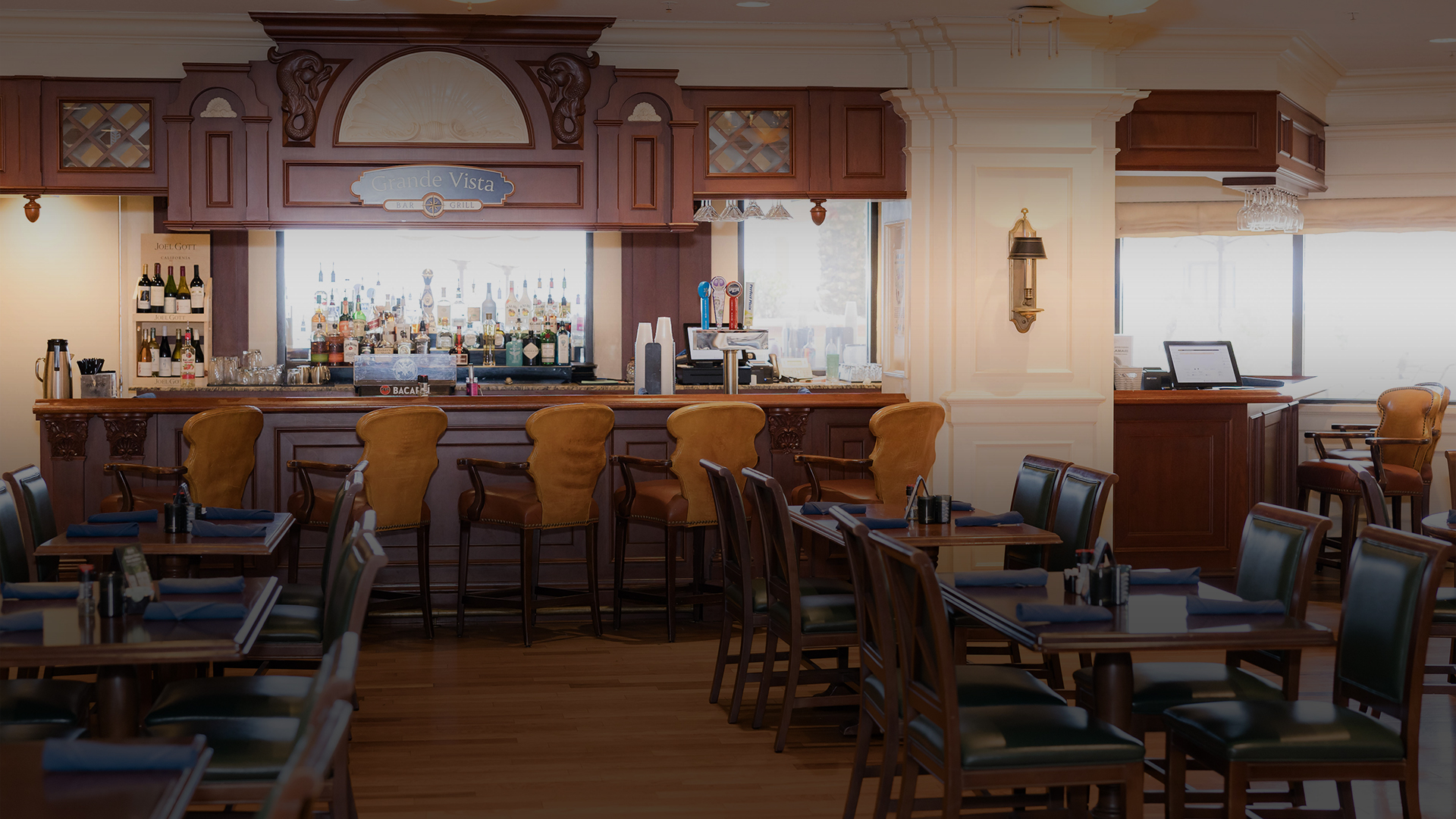 a restaurant with tables and chairs