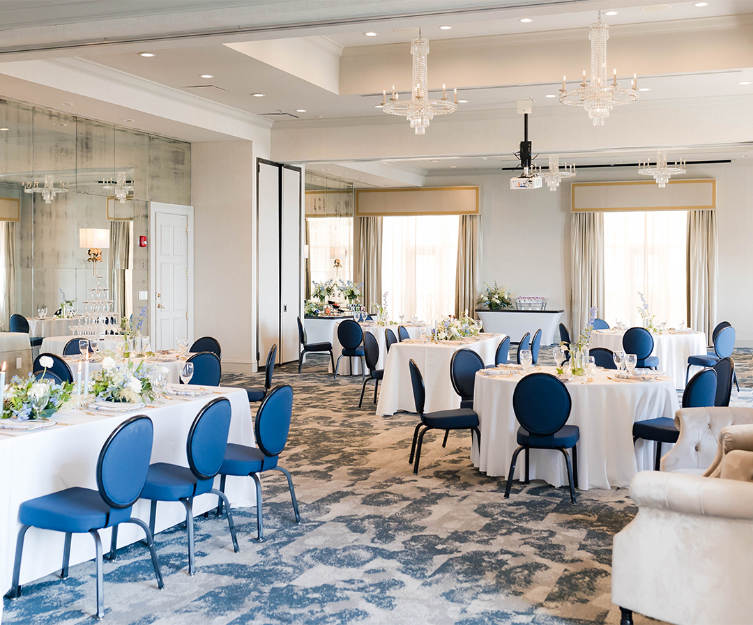 a room with tables and chairs