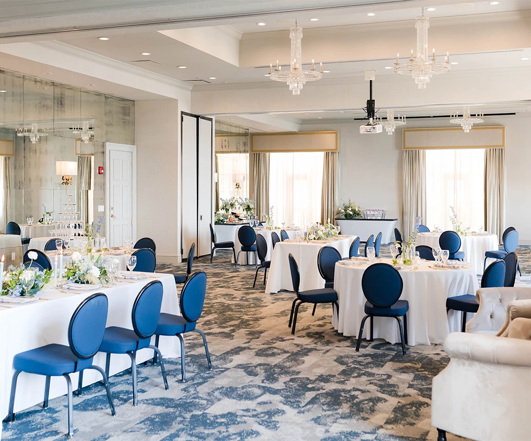 a room with tables and chairs