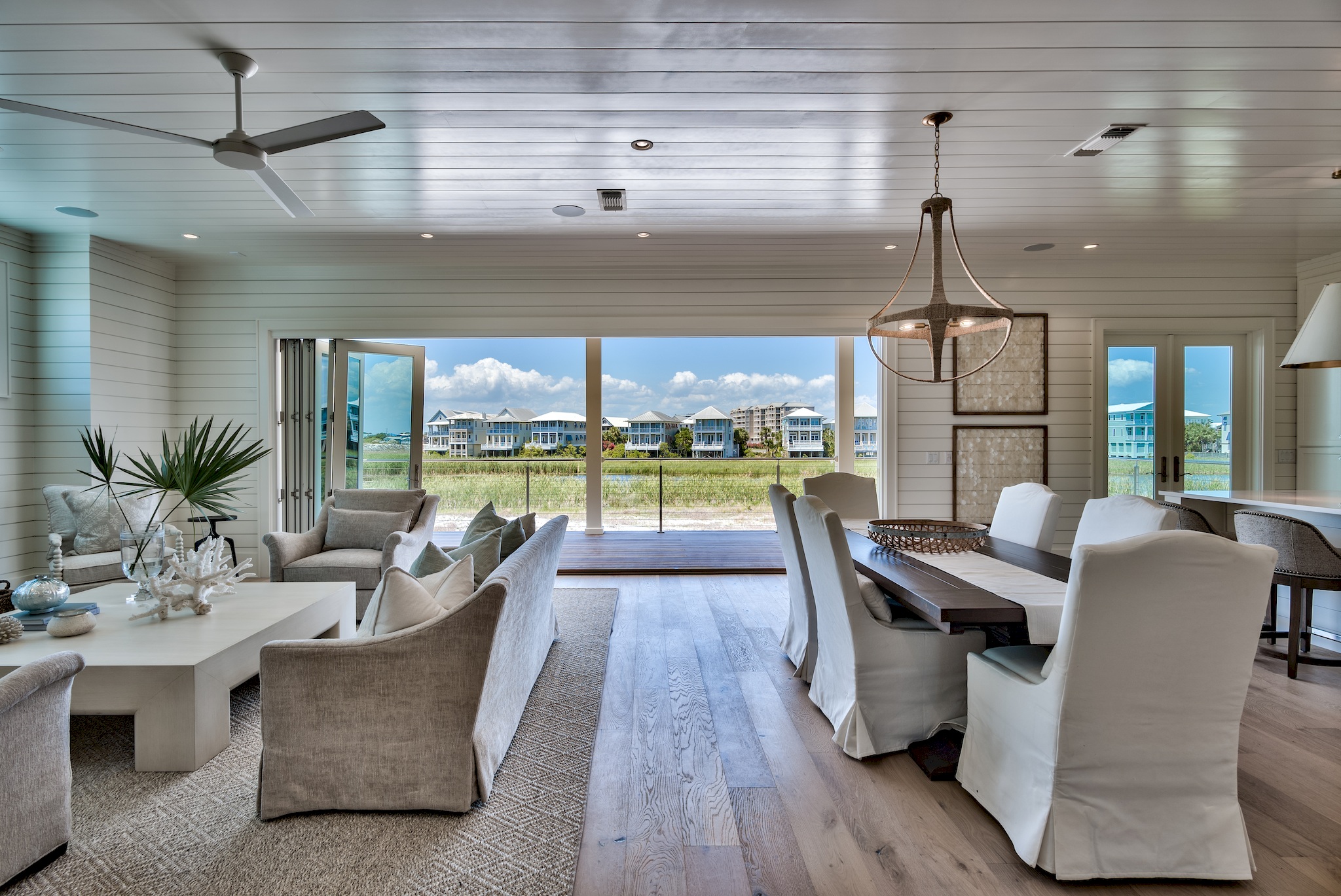 a room with a table and chairs