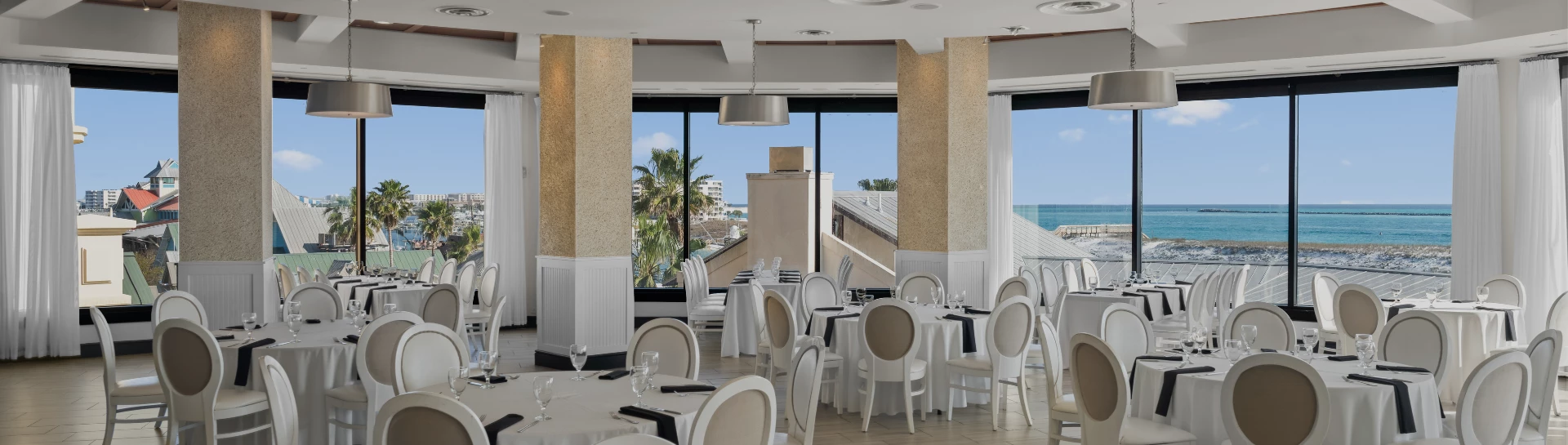 a room with tables and chairs