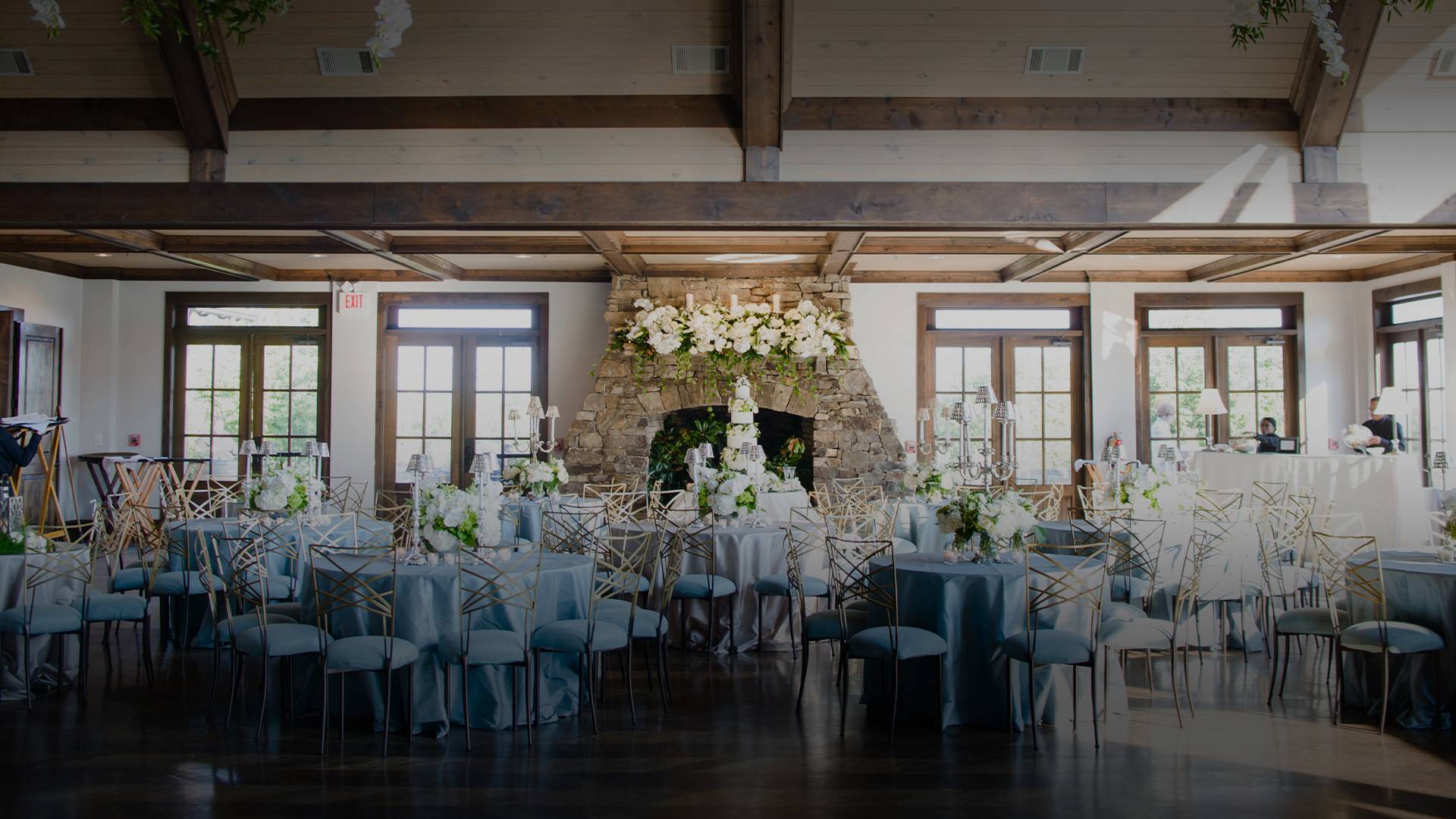 a room with tables and chairs