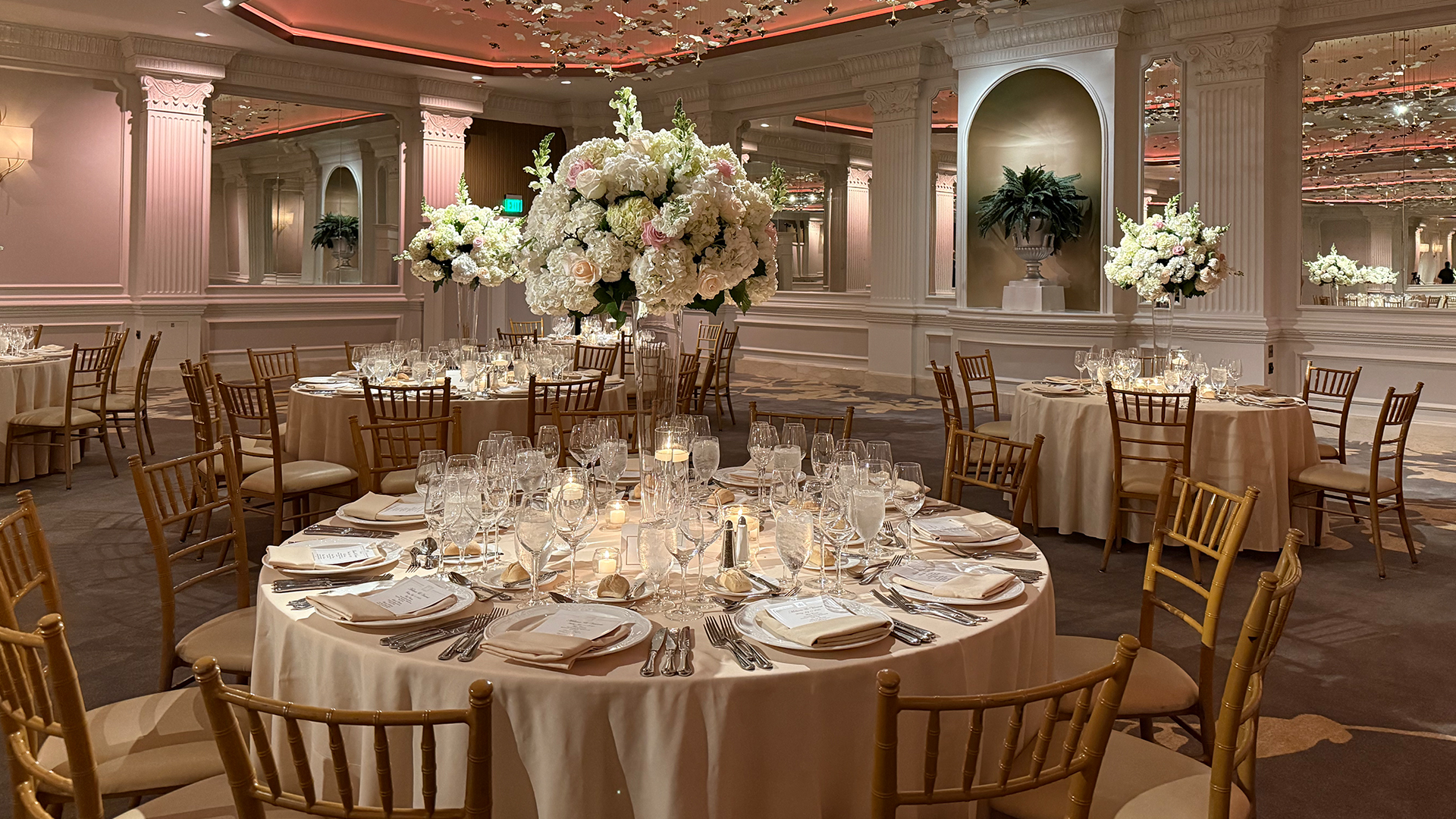 a table set for a wedding reception
