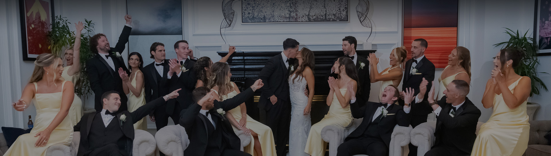 a man kissing a woman in a dress