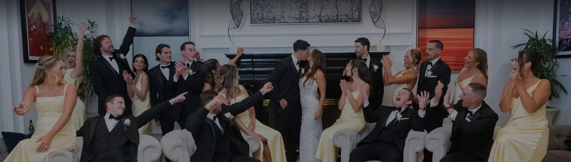 a man kissing a woman in a dress