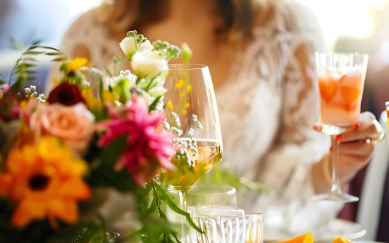 a close up of a glass of wine
