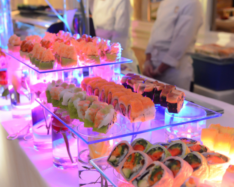 a table with food on it