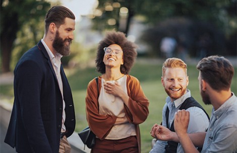 a group of people standing outside