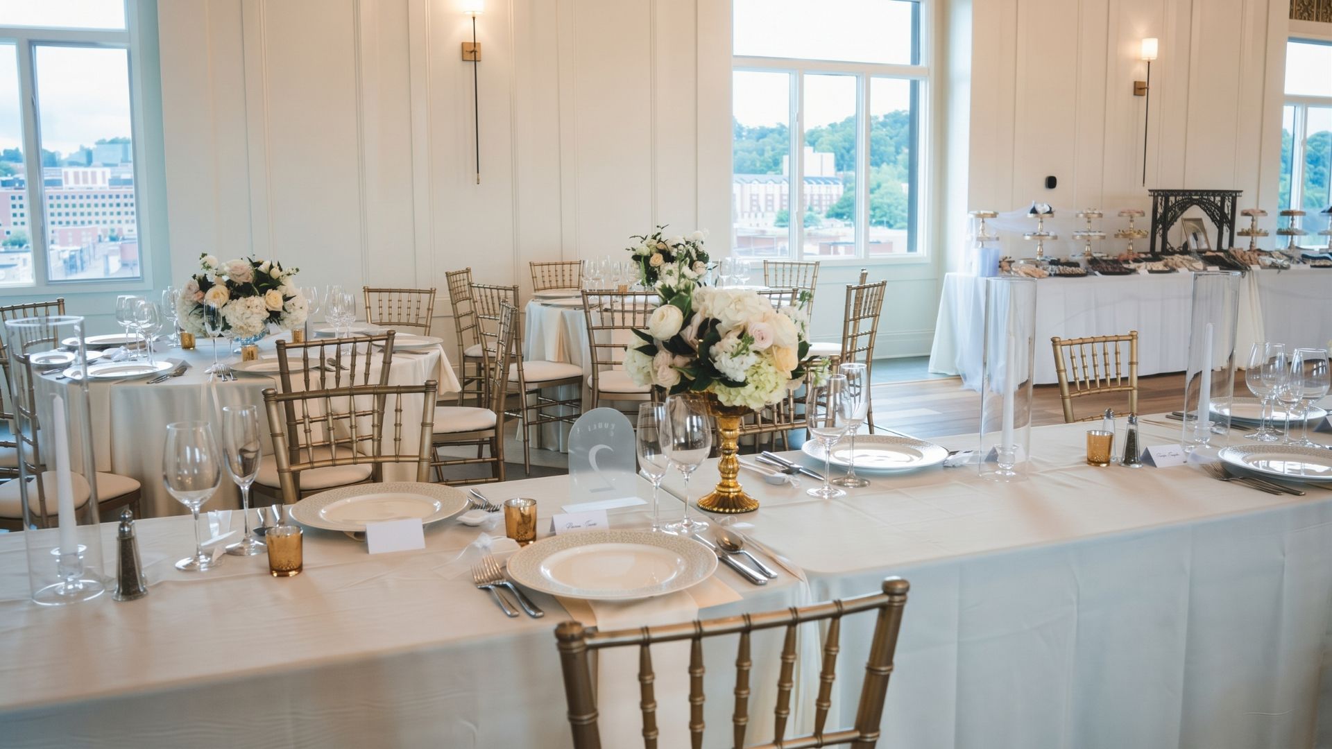 a table set for a wedding reception
