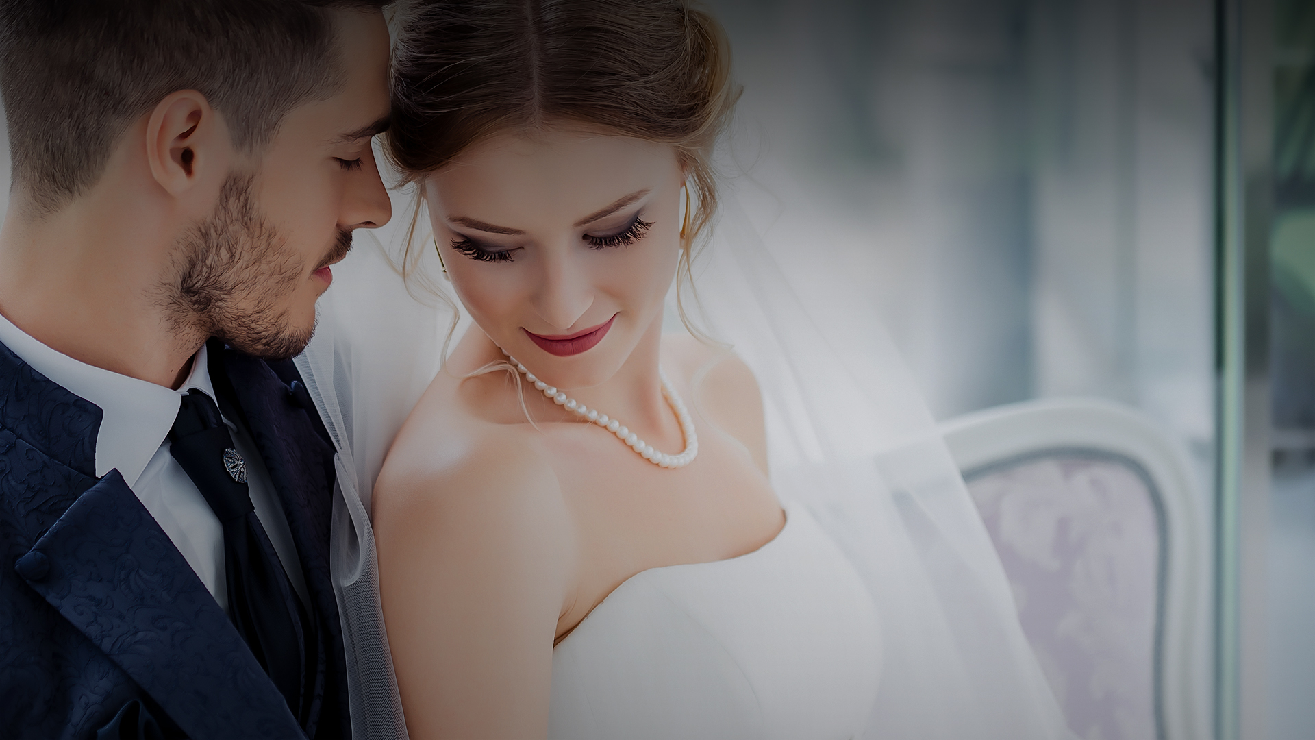 a man and woman in wedding attire