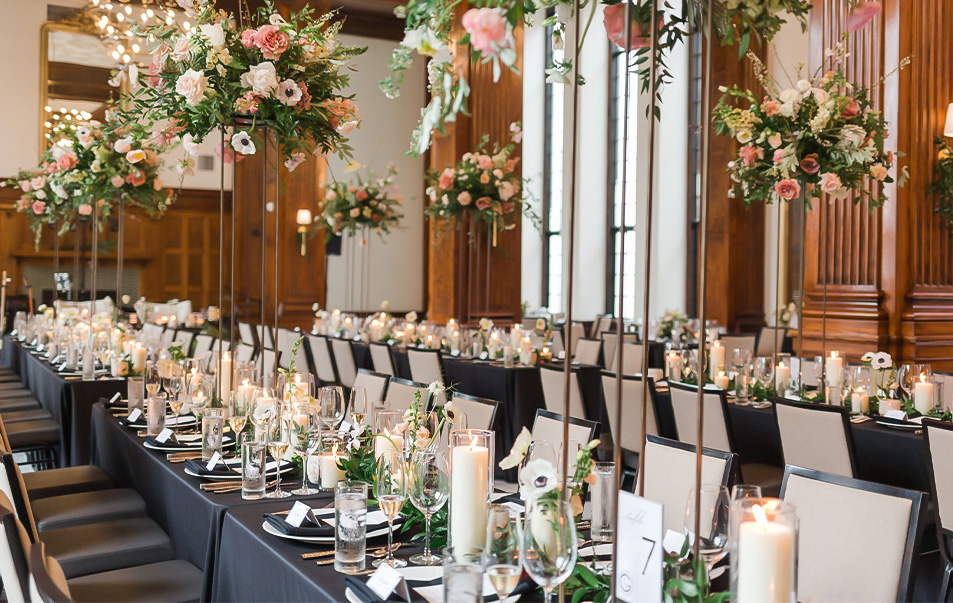 a table set for a wedding