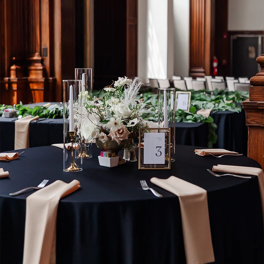 a table set up for a wedding