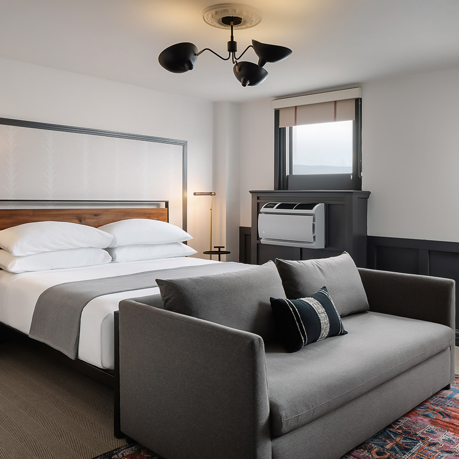 a bed in a room