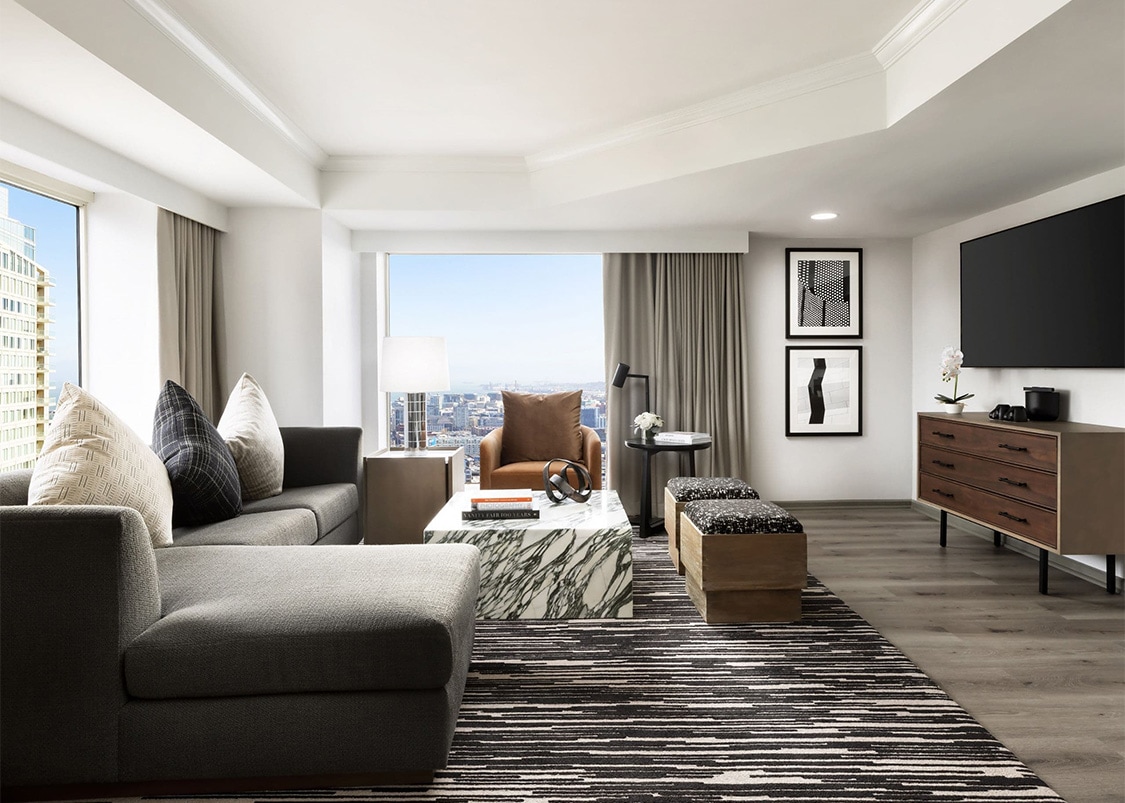 a living room with a couch and a coffee table
