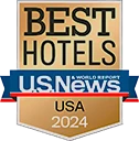a gold and blue logo