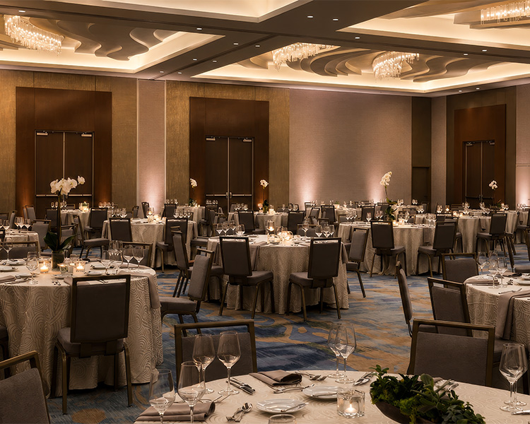 a room with tables and chairs