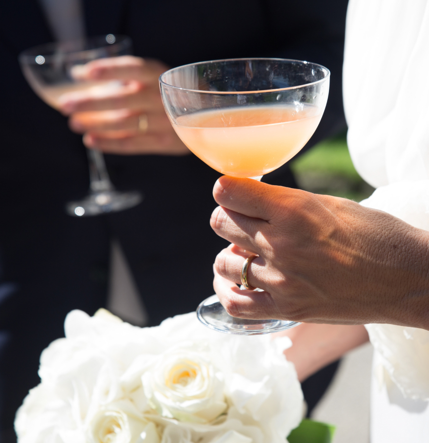 a person holding a glass of wine