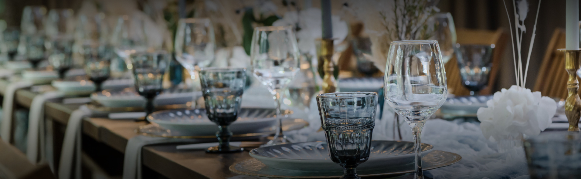 a group of glasses on a table
