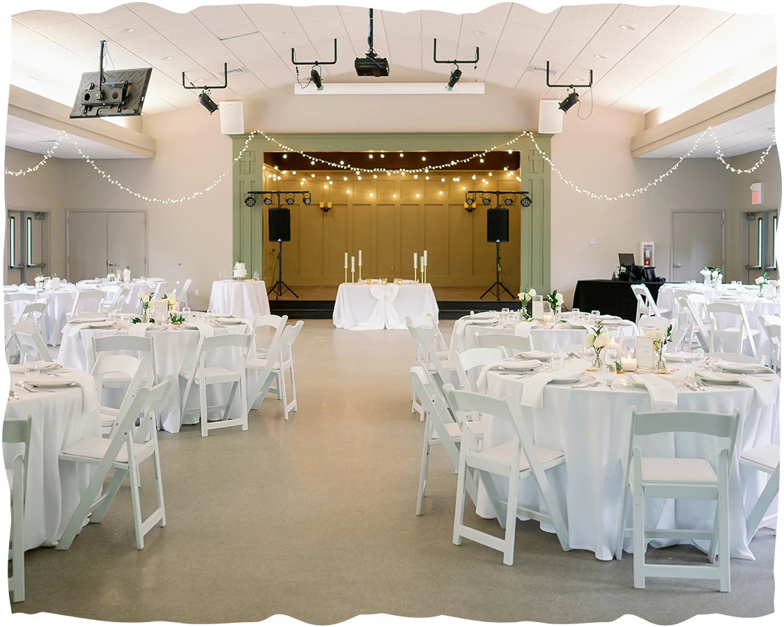 a room with tables and chairs