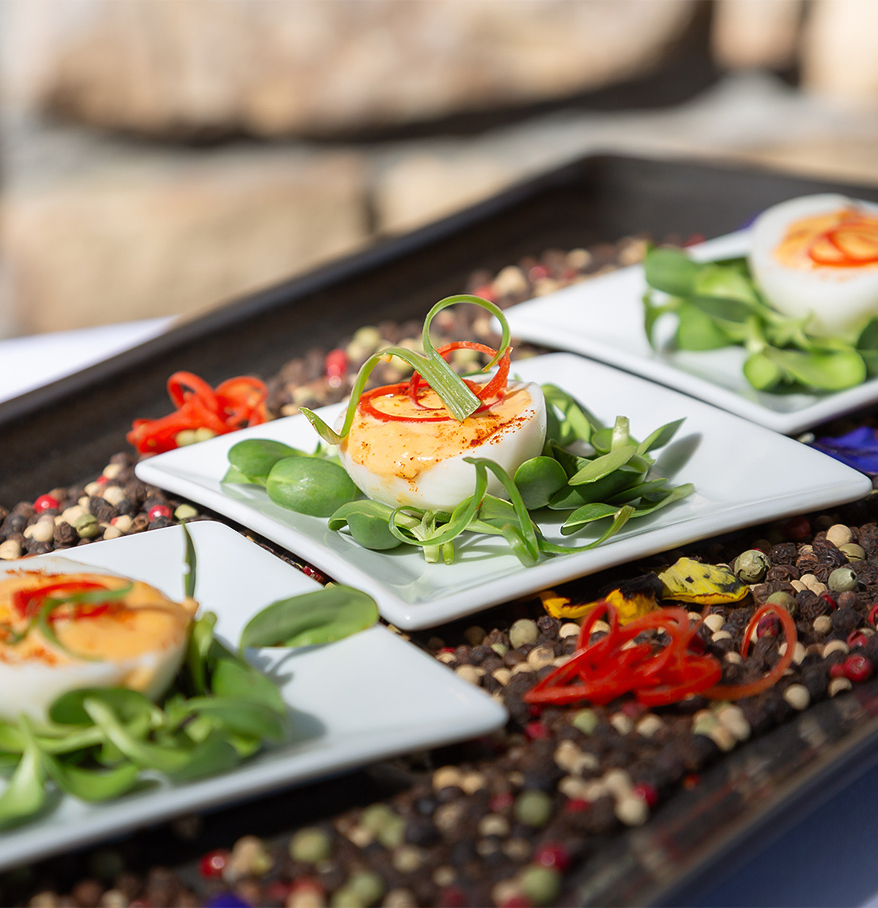 a plate of food on a tray