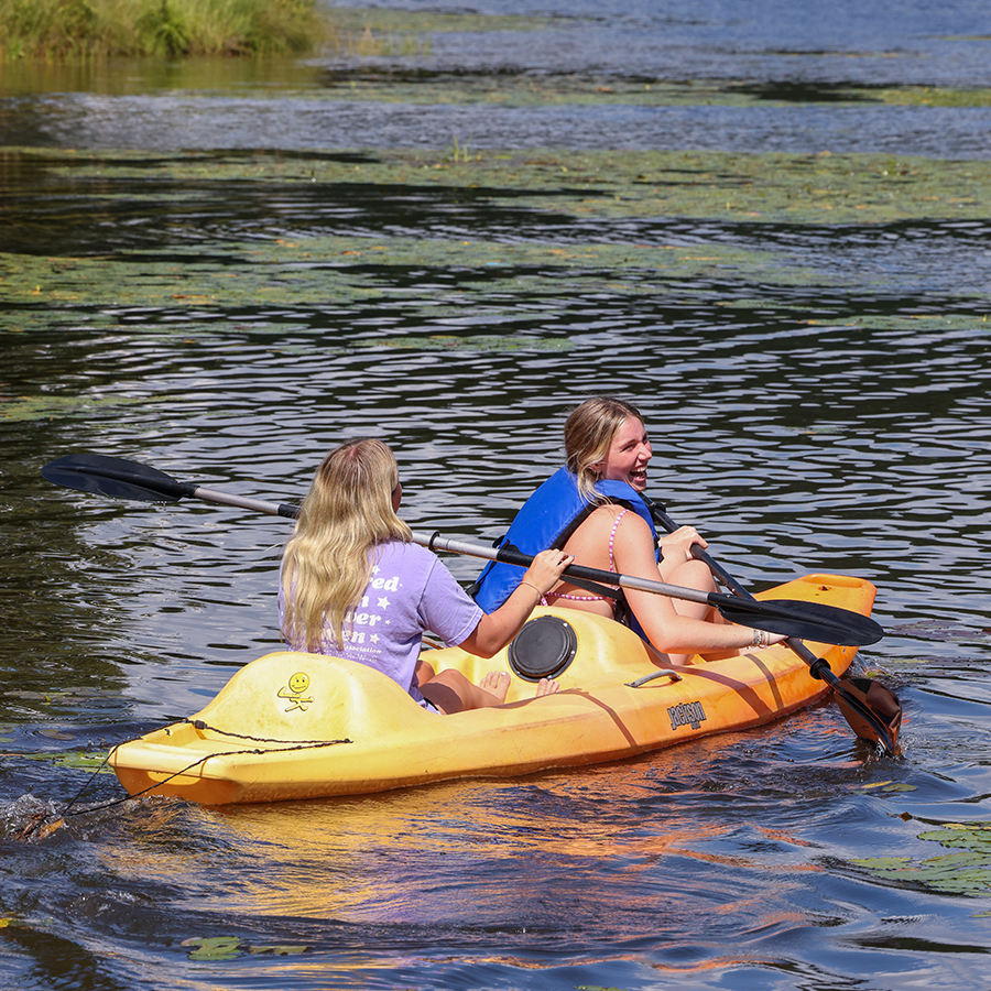 two women in a kayak