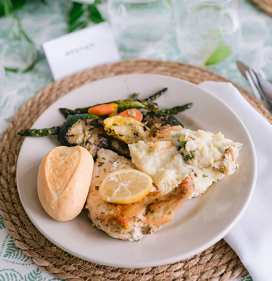 a plate of food on a place mat