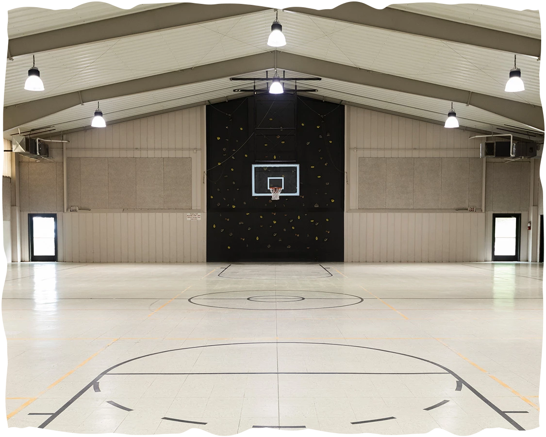 a basketball court in a gym