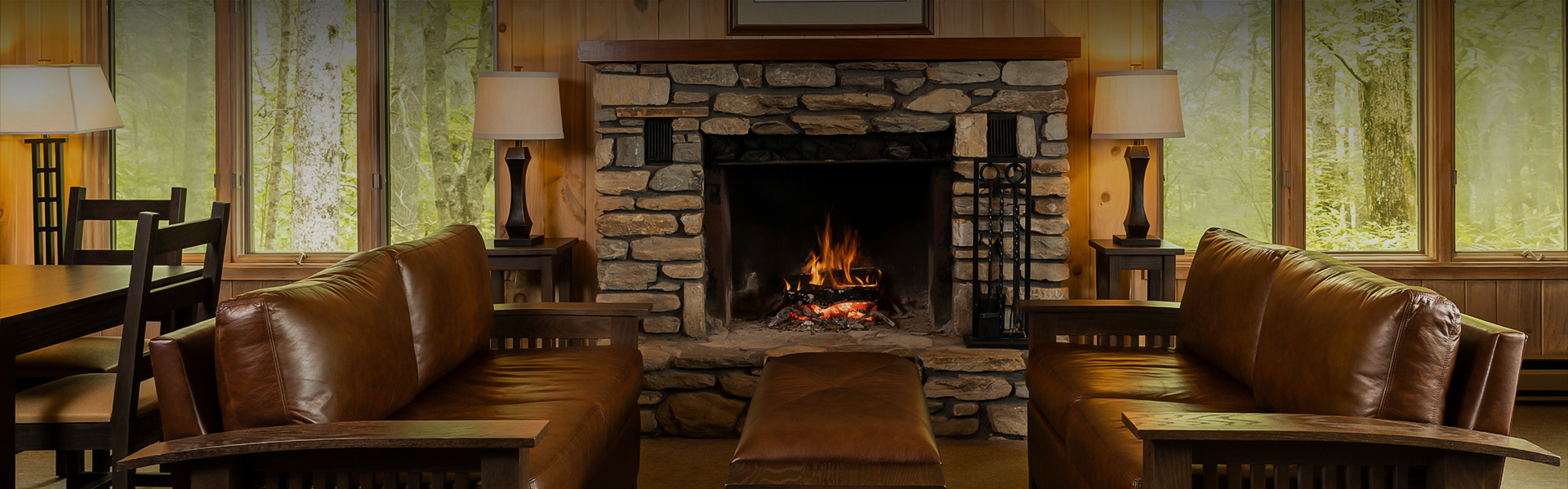 a fireplace with a fire in it