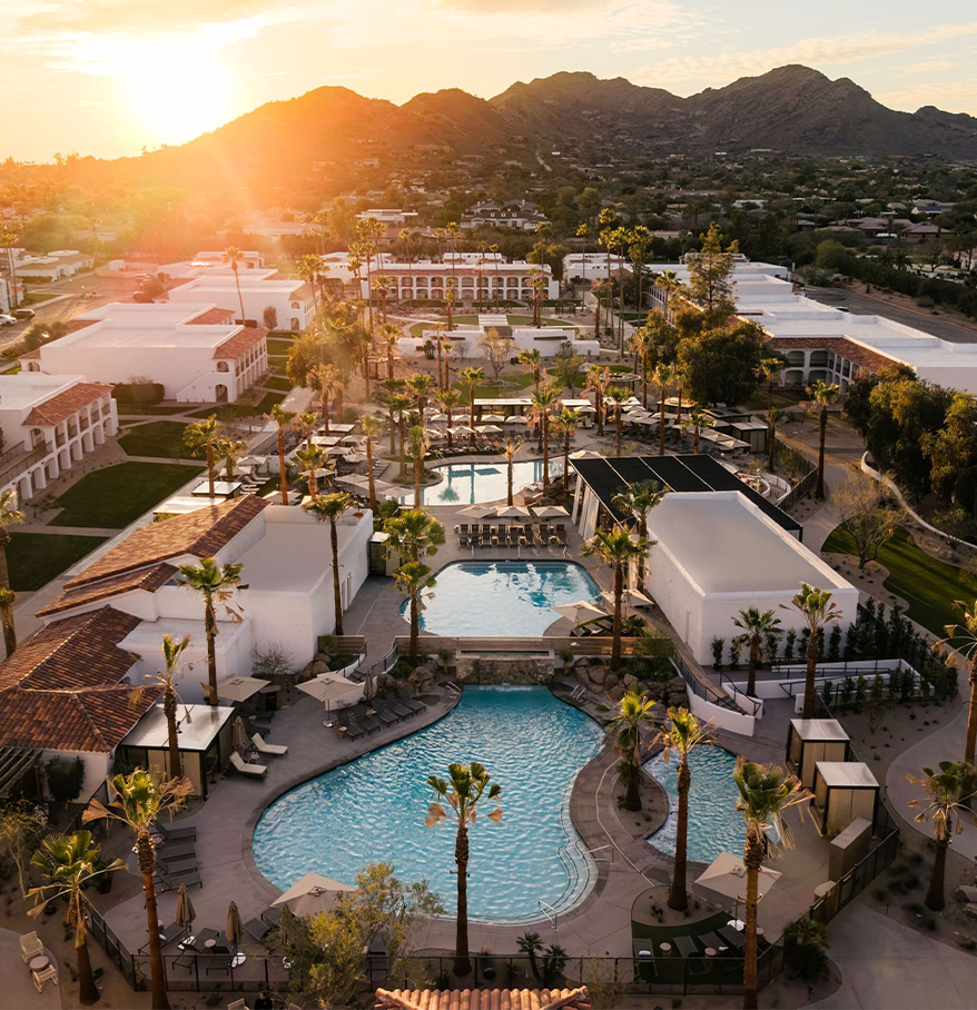 a swimming pool in a resort