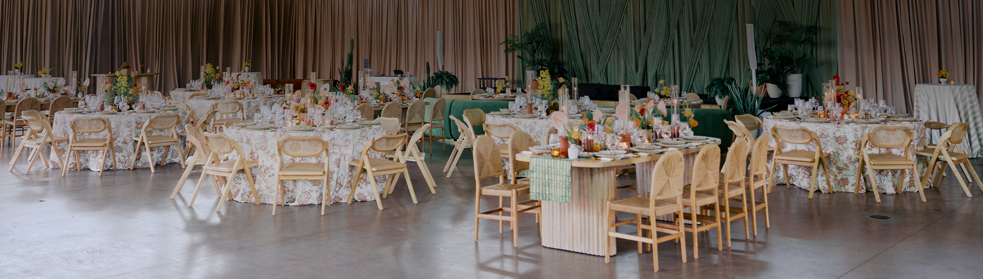 a room with tables and chairs