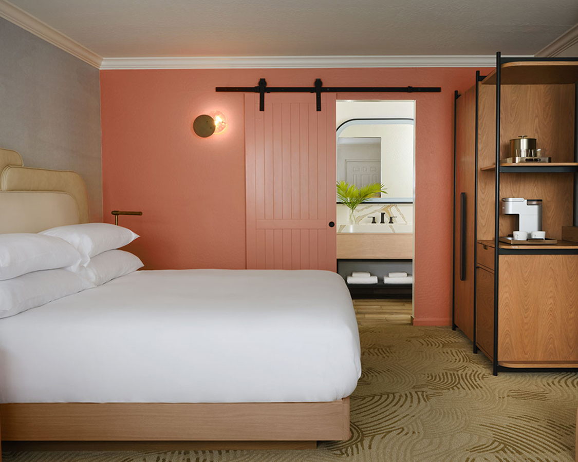 a bed in a room