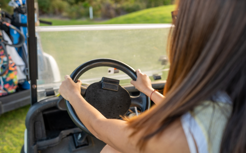 a woman driving a car