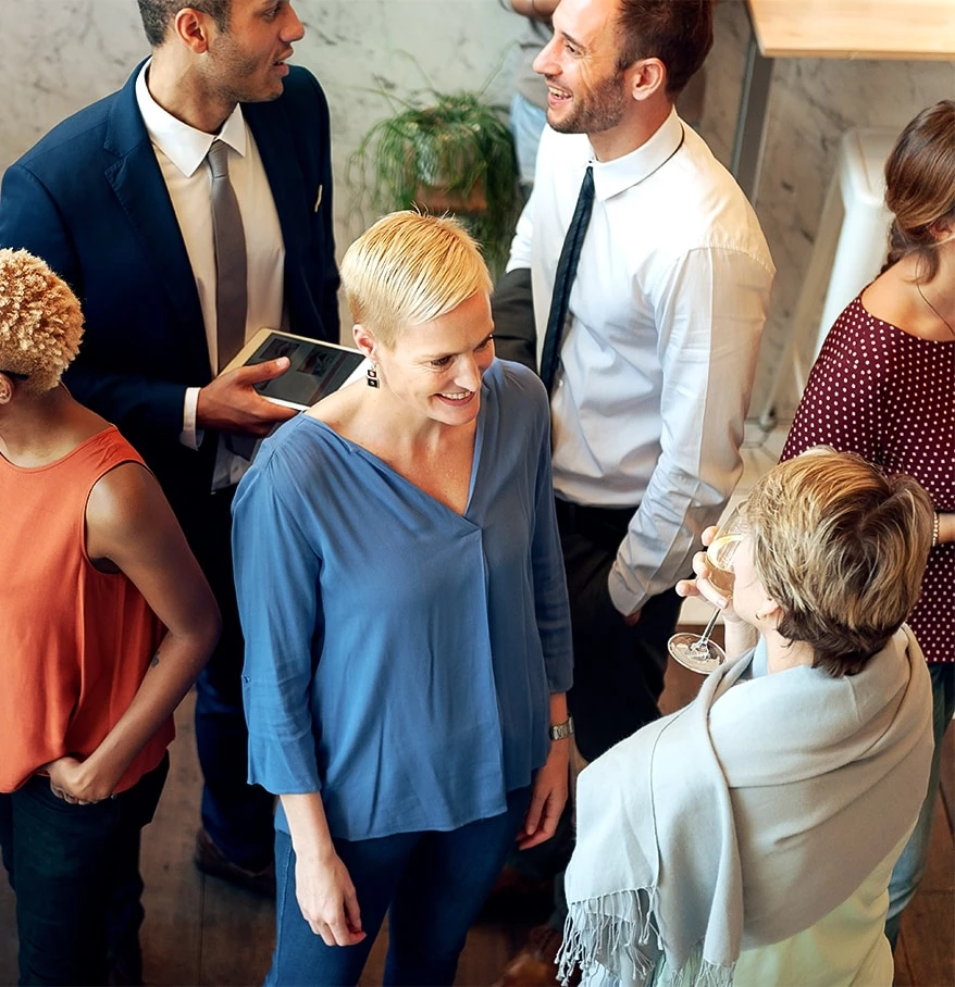 a group of people talking