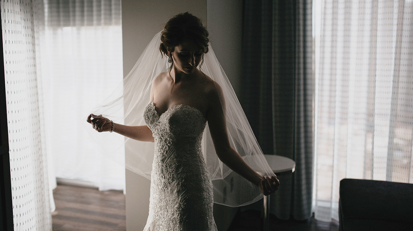 a woman in a wedding dress