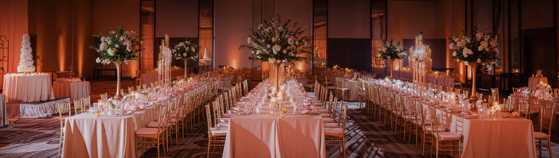 a long table set for a wedding reception