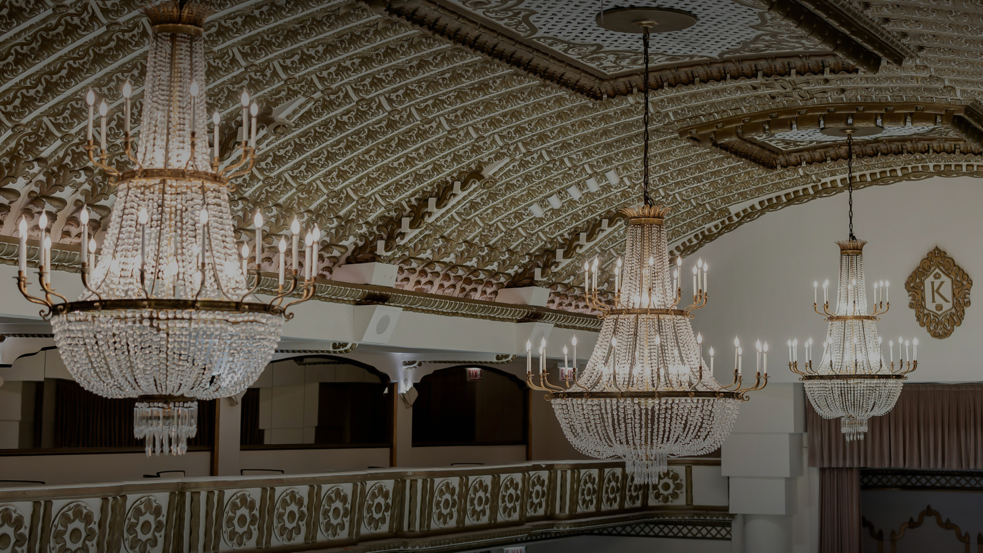 a chandelier from the ceiling
