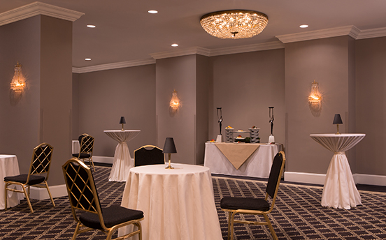 a room with tables and chairs