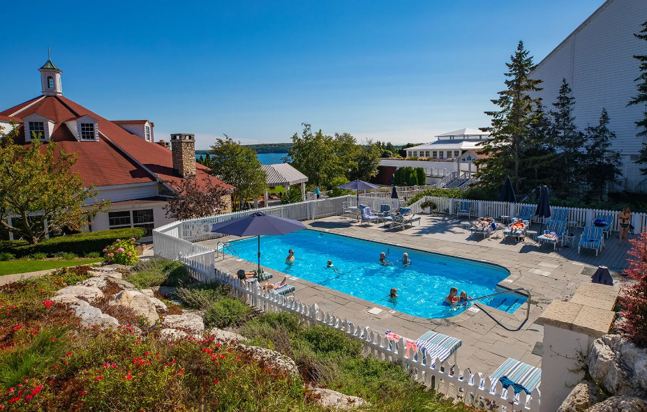 a pool with people in it