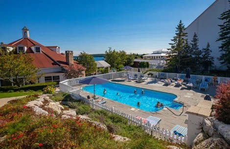 a pool with people in it