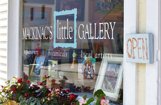 a window of a store with flowers