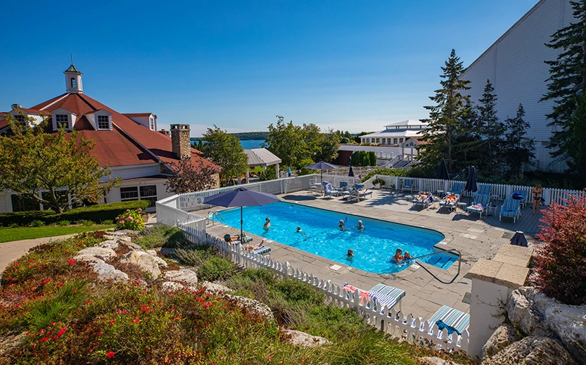 a pool with people in it