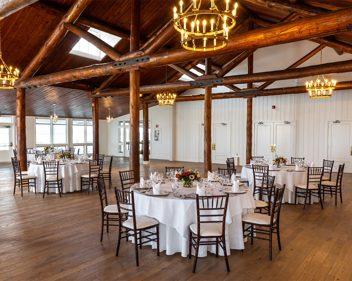 a room with tables and chairs