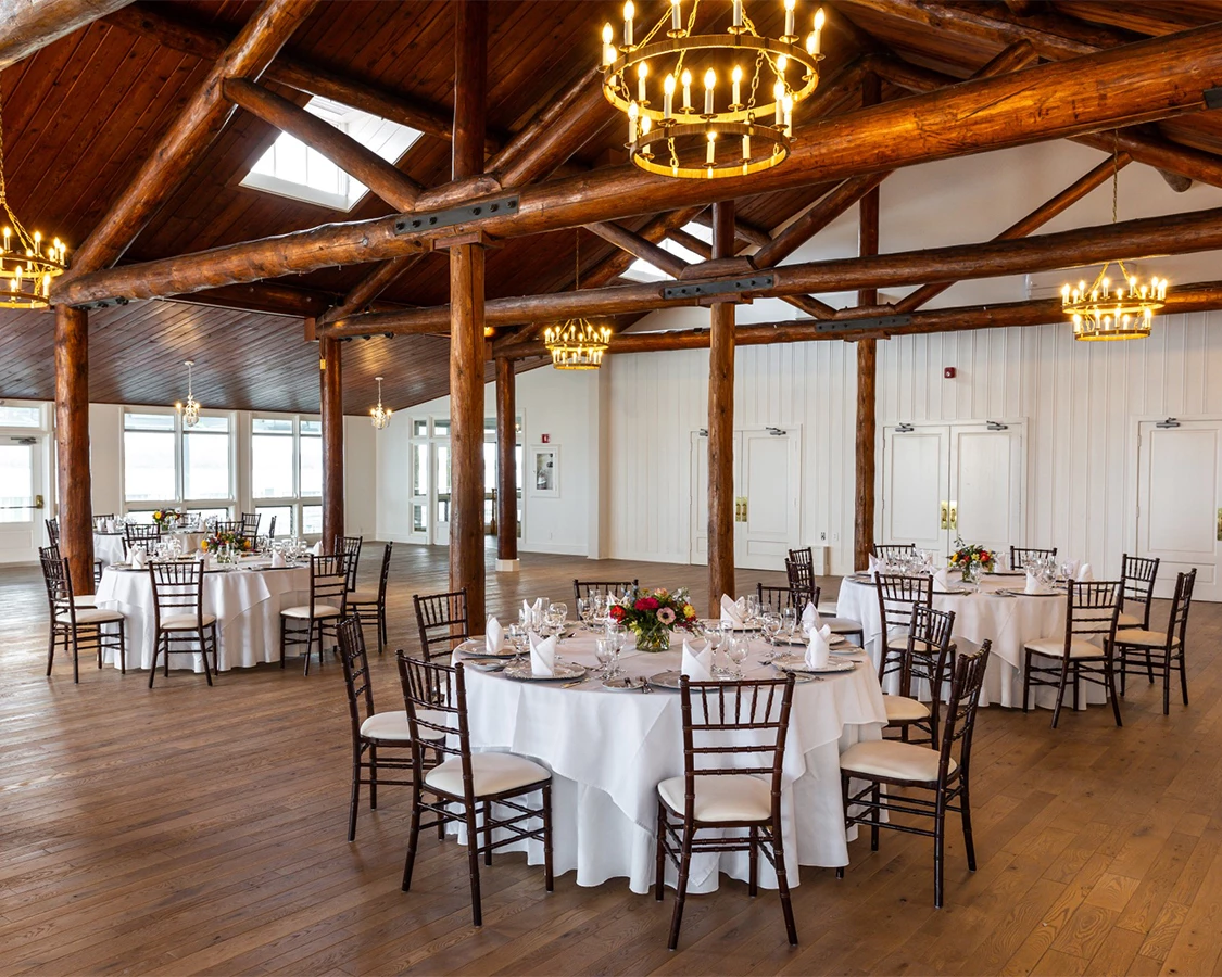 a room with tables and chairs