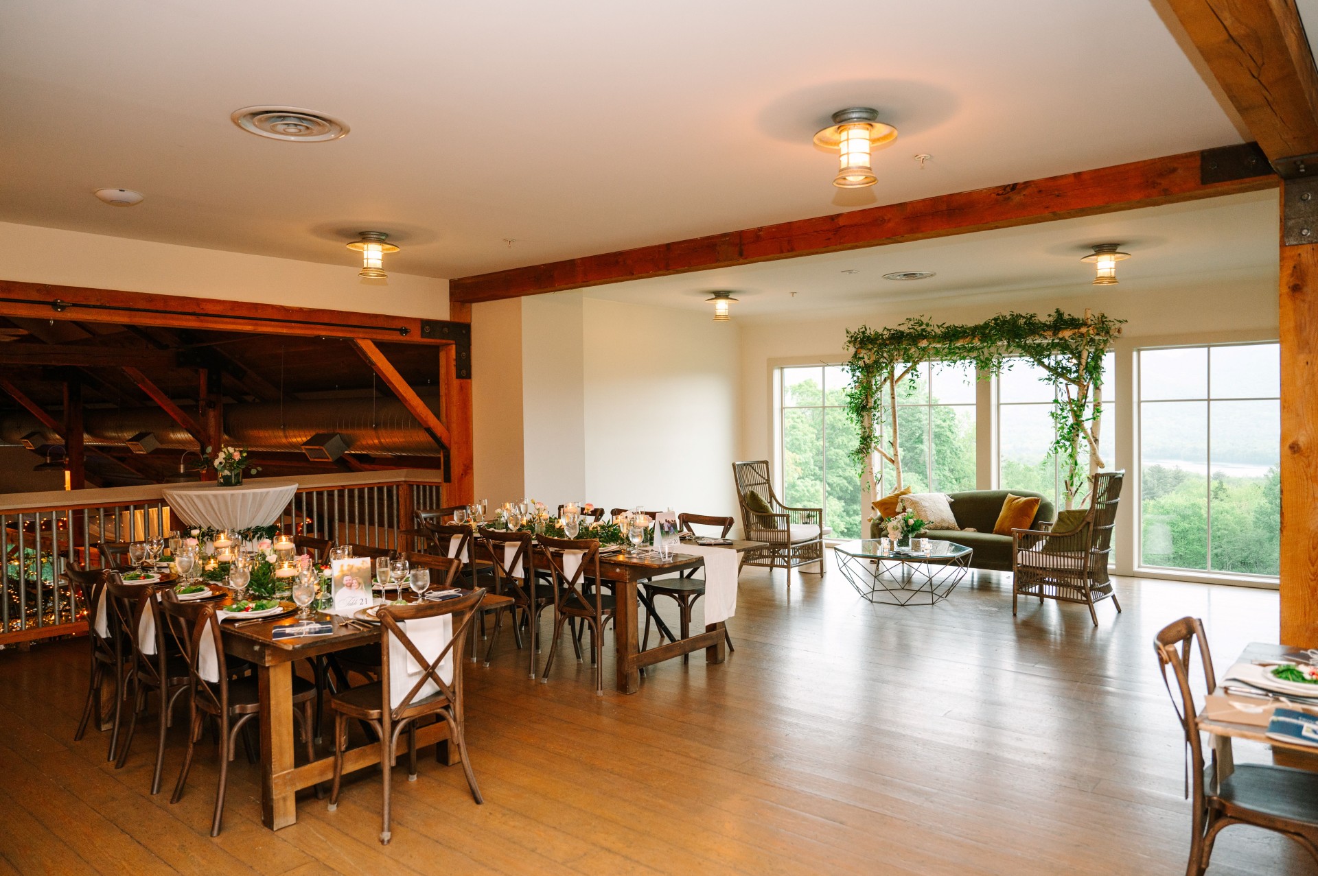 a room with tables and chairs